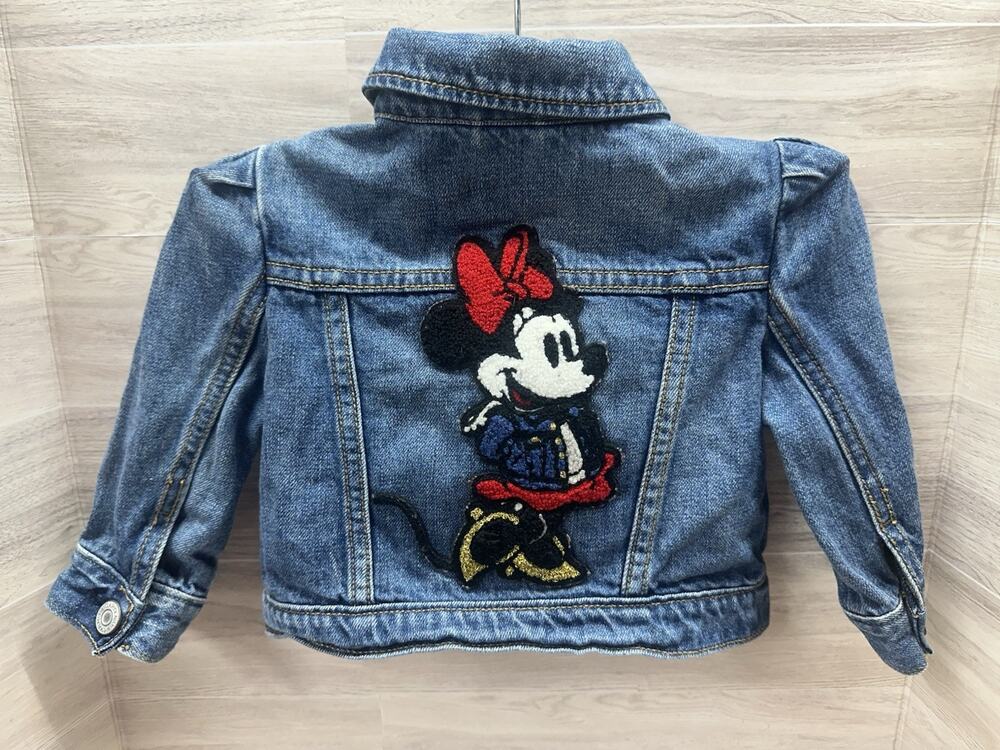Baby Gap Disney Size 12-18 M Minnie Mouse Embroidered Patch Jean Denim Jacket